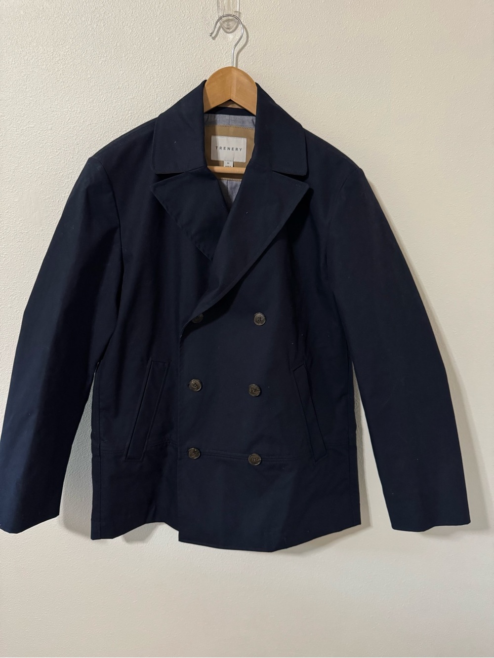 Trenery Double Breasted Cotton Twill Blazer Jacket Navy Academia Preppy-M